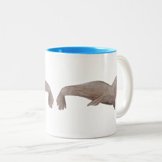 Mariene Zoogdier Waterverf Zee Leeuw Tweekleurige Koffiemok (Voorkant rechts)