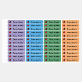 Marienkäfer - blau grün lila - 96 schmale Kinder  Labels