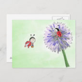 Marienkäfer Blumen Postkarte gruss Briefkaart (Voorkant / Achterkant)