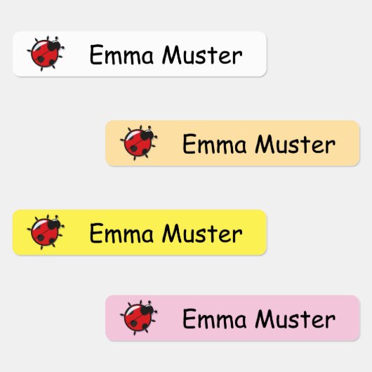Marienkäfer - gelb rosa weiß - 96 schmale Kinder Labels (Groep)