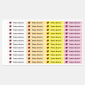 Marienkäfer - gelb rosa weiß - 96 schmale Kinder Labels (Vel)