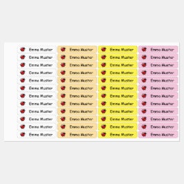 Marienkäfer - gelb rosa weiß - 96 schmale Kinder  Labels