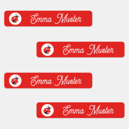 Marienkäfer - rot - 96 schmale Kinder Labels