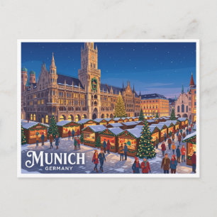 Marienplatz Kerstmarkt München Duitsland Briefkaart
