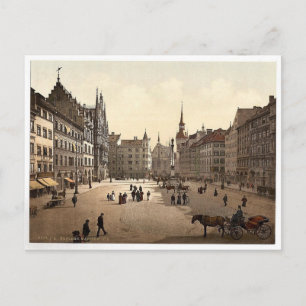 Marienplatz, München, Beieren, Duitsland schittere Briefkaart