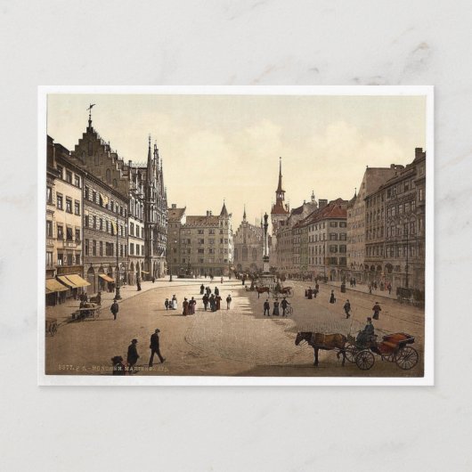 Marienplatz, München, Beieren, Duitsland schittere Briefkaart (Voorkant)