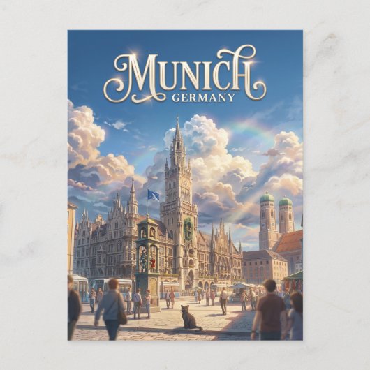 Marienplatz, München Duitsland Briefkaart (Voorkant)