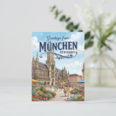 Marienplatz, München Duitsland Briefkaart (Staand voorkant)