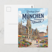Marienplatz, München Duitsland Briefkaart (Voorkant / Achterkant)