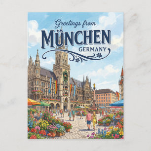 Marienplatz, München Duitsland Briefkaart