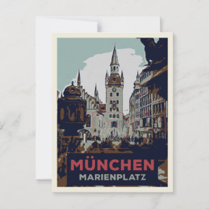 Marienplatz München Stadscentrum Illustratie Briefkaart