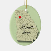Marietta, Georgia. Kaart, kerstversieringen Keramisch Ornament (Rechts)