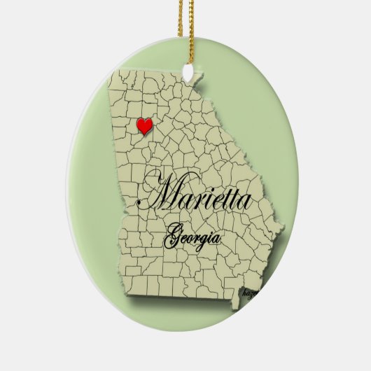 Marietta, Georgia. Kaart, kerstversieringen Keramisch Ornament (Rechts)