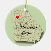 Marietta, Georgia. Kaart, kerstversieringen Keramisch Ornament (Voorkant)