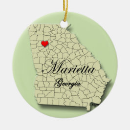 Marietta, Georgia. Kaart, kerstversieringen Keramisch Ornament