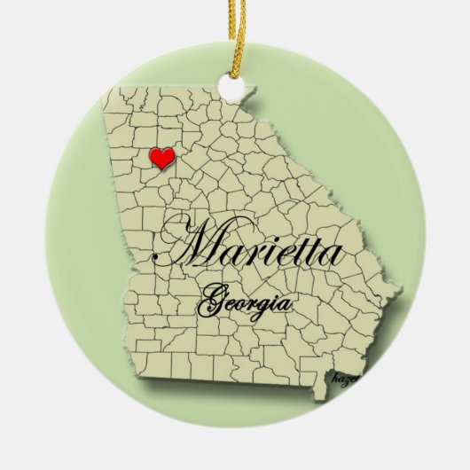 Marietta, Georgia. Kaart, kerstversieringen Keramisch Ornament (Voorkant)