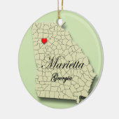Marietta, Georgia. Kaart, kerstversieringen Keramisch Ornament (Links)