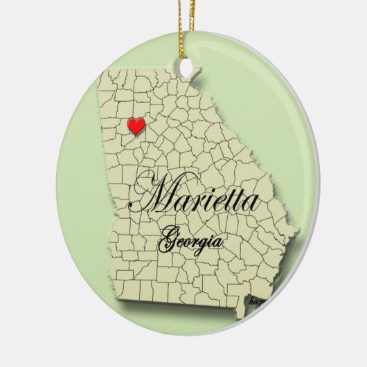 Marietta, Georgia. Kaart, kerstversieringen Keramisch Ornament (Links)