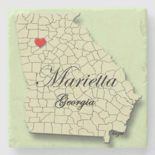 Marietta, Georgia. Kaart, marmer Onderzetters