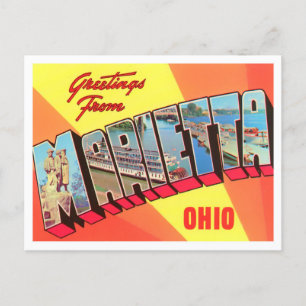 Marietta, Ohio Big Letters Briefkaart