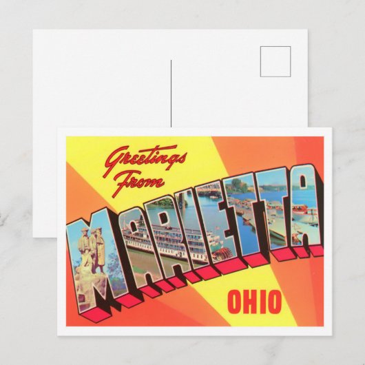 Marietta, Ohio Big Letters Briefkaart (Voorkant / Achterkant)