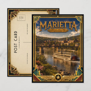 Marietta Ohio Vintage Art Deco Gouden Tijdperk Briefkaart