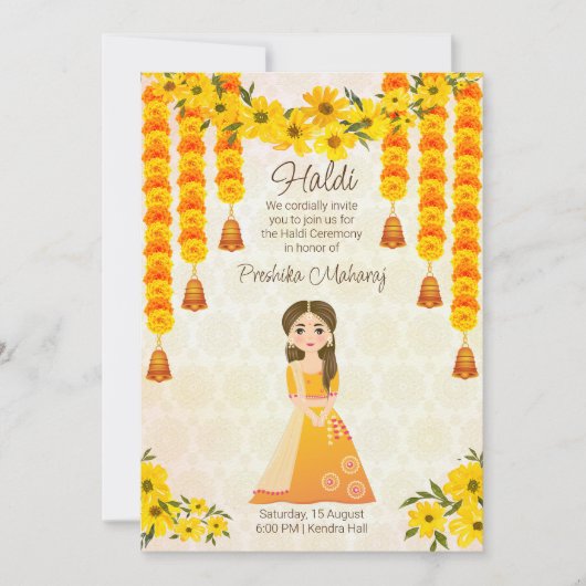 Marigkindje met een leuke uitnodiging aan Indiaas  (Voorkant)