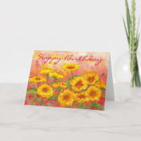 Marigold Autumn Flower Waterverf Verjaardag Kaart