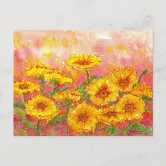 Marigold Autumn Waterverf tuinkunst Briefkaart (Voorkant)