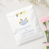 Marigold Blauwe Folk Bloemige Persoonlijke Trouwda Bedankzakje (Gezegeld)