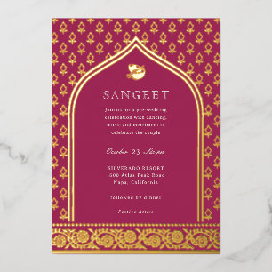 Marigold Bloem Indische Bloem Sangeet Goud Folie Uitnodiging