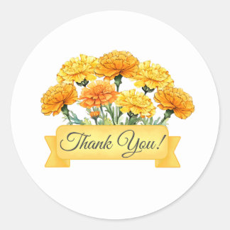 Marigold Bloemen Bloemen Bloemen Dank u Ronde Sticker