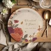Marigold Border Rustic Boho Herfst Bloemen Huwelij Papieren Bordje