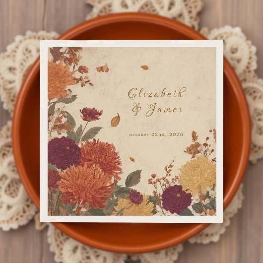 Marigold Border Rustic Boho Herfst Bloemen Huwelij Servet