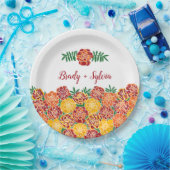 Marigold Bright Floral voegt de namen van de paar  Papieren Bordje (Feest)