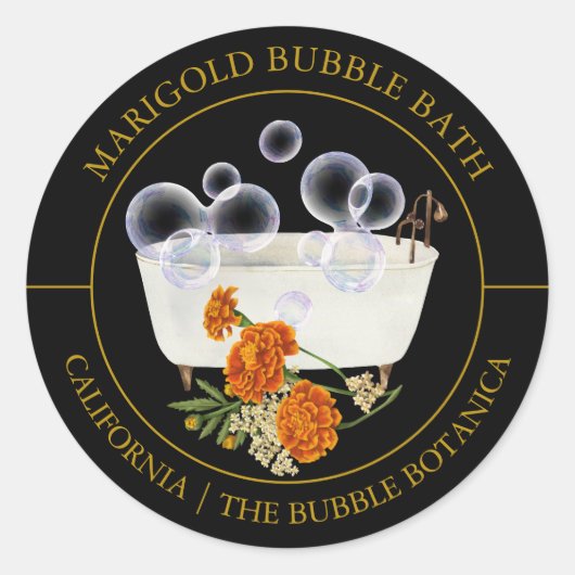 Marigold Bubble Bath-etiket Ronde Sticker (Voorkant)