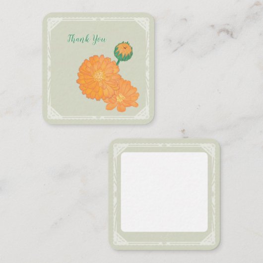 Marigold "Dank u" Flat Note Kaart Notitiekaartje (Voorkant / Achterkant)