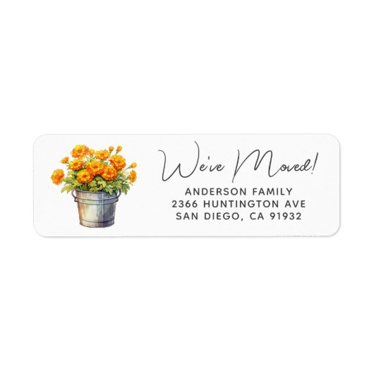 Marigold Floral Adres Etiket (Voorkant)