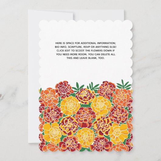 Marigold Floral Memorial Service Kaart (Achterkant)