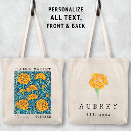 Marigold Floral Oktober Geboorte Bloem Marktnaam Tote Bag