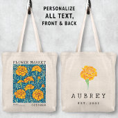 Marigold Floral Oktober Geboorte Bloem Marktnaam Tote Bag
