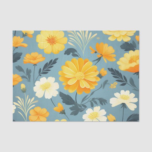 Marigold Floral Pattern Tissuepapier (Voorkant)