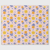 Marigold Floral Roze inpakpapier (Vlak)