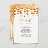 Marigold Floral Zuid-Indiase bruiloft Vidhi Informatiekaartje (Voorkant / Achterkant)