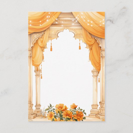 Marigold Floral Zuid-Indische bruiloft receptie Informatiekaartje (Achterkant)