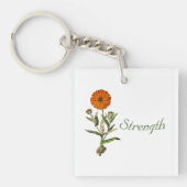 Marigold Flower Botanical Custom Pesonalized Sleutelhanger (voorkant)