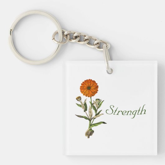 Marigold Flower Botanical Custom Pesonalized Sleutelhanger (voorkant)
