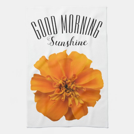 Marigold Flower Good Morning Sunshine Theedoek (Verticaal)