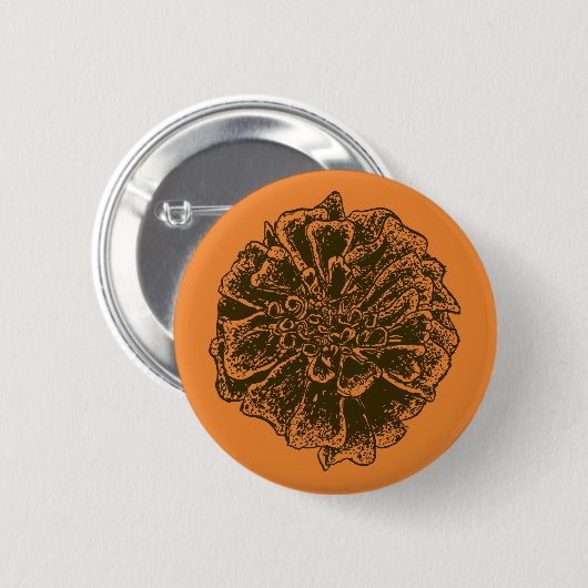 Marigold Flower Power Ronde Button 5,7 Cm (Voorkant /achterkant)
