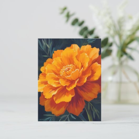 Marigold Flower | Watercolor Floral Painted Briefkaart (Staand voorkant)